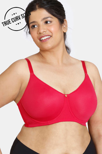 Buy ZIvame True Curv After Sunset Lightly Lined High-Wired Full Coverage Minimiser Bra - Persian Red